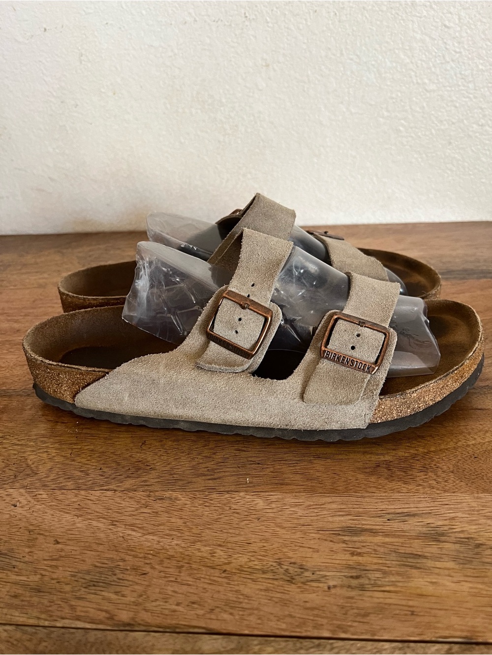 Birkenstocks Arizona Suede Tan Sandals Sz 45 US Men's size 12 to 12.5